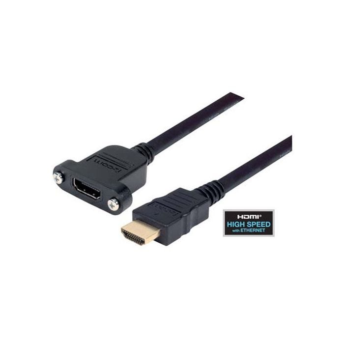 High Speed HDMI® Cable with Ethernet, Male/ Panel Mount Female 2.0 M