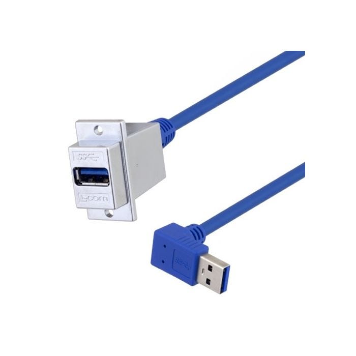 USB 3.0 Type ECF Coupler, Female Type A to Male 90 degree down 12in