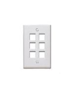 MILESTEK KEYSTONE 6 PORT WALL PLATE WHITE