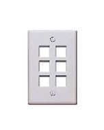 QUICKPORT 6 PORT WALL PLATE WHITE