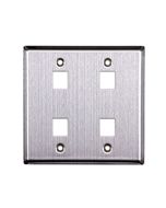 SS 2 GANG 4 PORT WALL PLATE