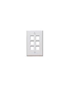 MILESTEK KEYSTONE 6 PORT WALL PLATE WHITE