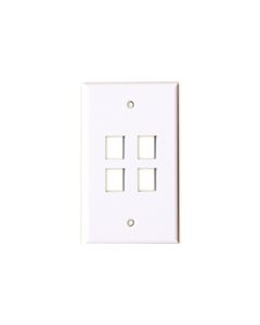 QUICKPORT 4 PORT WALL PLATE WHITE