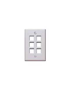 QUICKPORT 6 PORT WALL PLATE WHITE