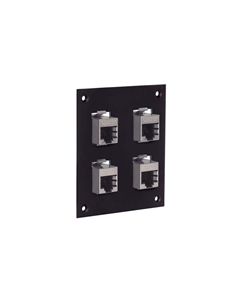 Universal Sub-Panel, 4 Shielded Category 6 Couplers, RJ45 Straight Thru