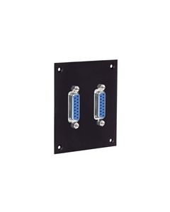 Universal Sub-Panel, 2 HD15 Feed-Thru Adapters BLK