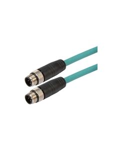 Category 5e M12 4 Position D code Double Shielded Industrial Cable, M12 M / M12 M, 0.5m