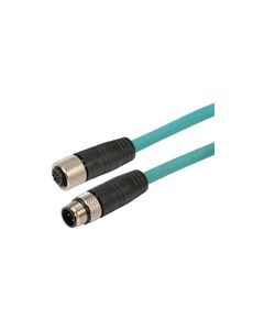 Category 5e M12 4 Position D code Double Shielded Industrial Cable, M12 M / M12 F, 10.0m