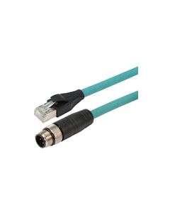 Category 5e M12 4 Position D code Double Shielded Industrial Cable, M12 M / RJ45, 10.0m