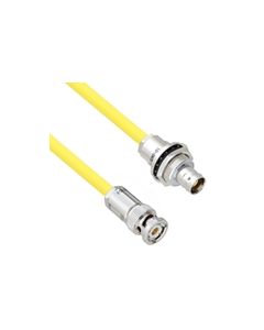 Halogen Free Cable Assembly TRB 3-Slot Plug to Insulated Bulk Head 3-Lug Cable Jack .245" O.D. -30C +80C 50 Ohm Triaxial Yellow 1'