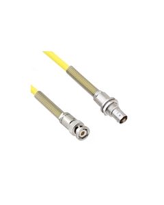 Halogen Free Cable Assembly TRB 3-Slot Plug to Non-Insulated Bulk Head 3-Lug Cable Jack with Bend Reliefs .245" O.D. -30C +80C 50 Ohm Triaxial Yellow 1'