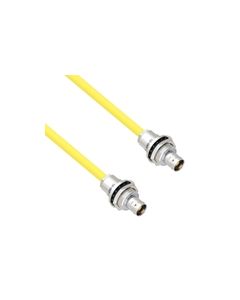 Halogen Free Cable Assembly TRB Insulated Bulk Head Jack 3-Lug  Cable Jack to Jack .245" O.D. -30C +80C 50 Ohm Triaxial Yellow 1'