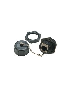 Cat 5e IP67 RJ45 Bulkhead Panel Mount Coupler, Shielded, Feed-Thru with Dust Cap