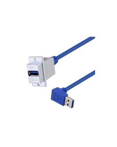 USB 3.0 Type A ECF Coupler, Female Type A to Male A 90 degree down 12in