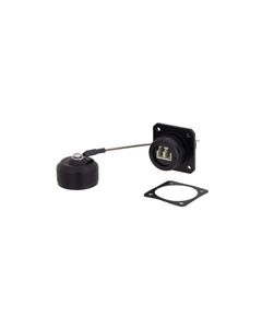 Ruggedized LC IP68 Flange Mount Receptacle, Duplex, Multimode w/ Dust Cap