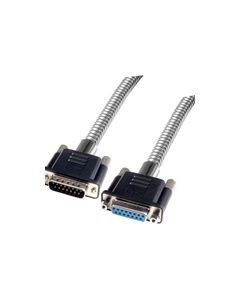 Metal Armored DB15 Cable, Male/Female, 10 ft