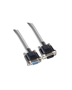 Metal Armored DB9 Cable, Male/Female, 15 ft