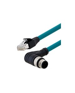 Category 5e M12 4 Position D code SF/UTP Industrial Cable, Right Angle M12 M/RJ45, 0.5m