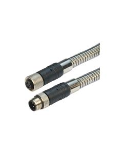 Category 5e M12 4 Position D code Armored Double Shielded Industrial Cable, M12 M/M12 F, 1.0m