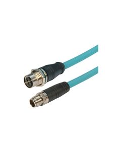 Category 6a M12 8 Position X code SF/UTP Industrial Cable, M12 M/M12 F Panel Mount, 0.5m