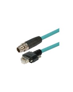 Category 6a M12 8 Position X code Double Shielded Industrial Cable, M12 M/GigE, 10.0m