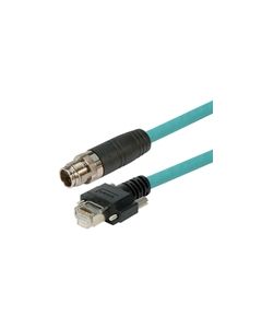 Category 6a M12 8 Position X code Double Shielded Industrial Cable, M12 M/GigE, 2.0m