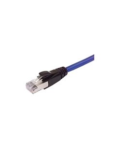 Plenum Rated Shielded Category 6a Cable, RJ45/RJ45, 23AWG Solid, Blue, 1.0ft