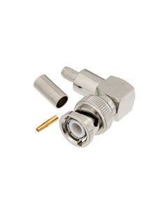 BNC Plug Right Angle 50 Ohm Coax Connector Crimp Attachment for RG58, RG303, RG141, LMR-195