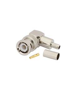 BNC Plug Right Angle 50 Ohm Coax Connector Crimp Attachment for RG55, RG141, RG142, RG223, RG400