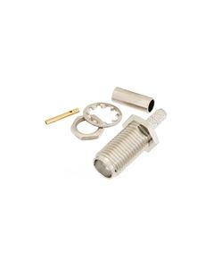 SMA Jack Bulkhead Mount 50 Ohm Coax Connector Crimp Attachment for RG188-DS, RG316-DS, .235 inch D Hole