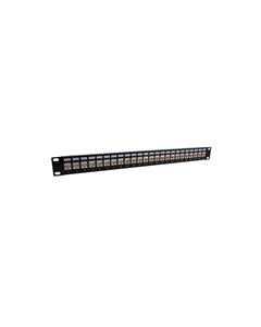 1.75"x19" (1U) 24 Port  Low Profile Category 6 Shielded Feed-Thru Mini-Coupler panel with Cable Manager