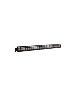 1.75"x19" (1U) 24 Port  Low Profile Category 5e Shielded Feed-Thru Mini-Coupler panel with Cable Manager