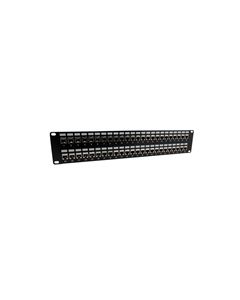 3.5"x19" (2U) 48 Port Category 6a Shielded Feed-Thru Coupler panel with Cable Manager