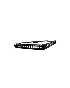 1.75"x19" (1U) 24 Port Keystone Slots V-Panel with Cable Manager