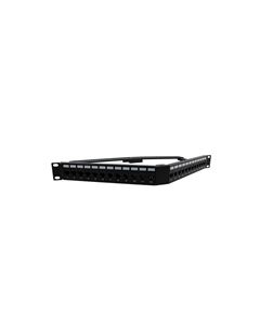 1.75"x19" (1U) 24 Port Category 6 Feed-Thru Coupler V-Panel with Cable Manager