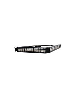 1.75"x19" (1U) 24 Port  Low Profile Category 6 Feed-Thru Mini-Coupler V-Panel with Cable Manager