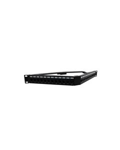 1.75"x19" (1U) 24 Port  Right Angle Category 6 Feed-Thru Coupler V-Panel with Cable Manager