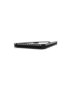 1.75"x19" (1U) 24 Port  Right Angle Category 5e Feed-Thru Coupler V-Panel with Cable Manager