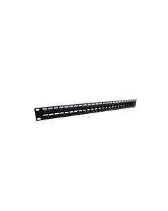 1.75"x19" (1U) 24 Port Keystone Slots panel with Cable Manager