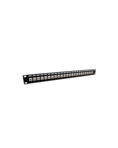 1.75"x19" (1U) 24 Port  Low Profile Category 6 Feed-Thru Mini-Coupler panel with Cable Manager