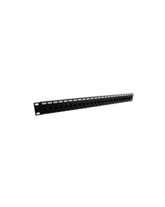 1.75"x19" (1U) 24 Port  Right Angle Category 6  Feed-Thru Coupler panel with Cable Manager