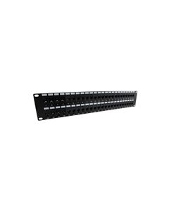 3.5"x19" (2U) 48 Port Category 6a Feed-Thru Coupler panel with Cable Manager