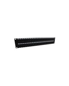 3.5"x19" (2U) 48 Port Category 6 Feed-Thru Coupler panel with Cable Manager