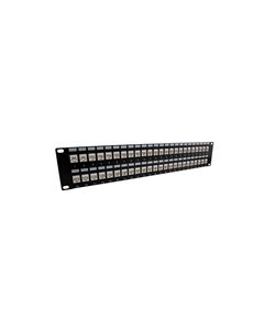 3.5"x19" (2U) 48 Port  Low Profile Category 5e Feed-Thru Mini-Coupler panel with Cable Manager