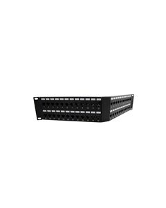 3.5"x19" (2U) 48 Port Category 6a Feed-Thru Coupler  V-Panel with Cable Manager