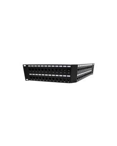 3.5"x19" (2U) 48  Port  Category 5e Feed-Thru Coupler V-Panel with Cable Manager