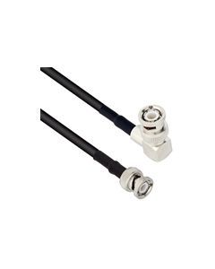 BNC Male Right Angle to BNC Male Using Flexible RG58 Coax Cable 12"