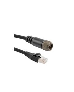 IP67 Rugged Category 5e Cable, Mighty Mouse 10 Pin Male Aluminum Cadmium w/ Dust Cap to RJ45 Plug, SF/UTP Double Shielded, LSZH, Black, 10.0F