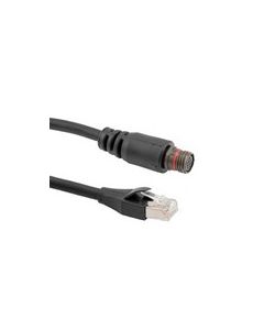 IP67 Rugged Category 5e Cable, Mighty Mouse 10 Pin Female Aluminum Cadmium w/ Dust Cap to RJ45 Plug, SF/UTP Double Shielded, LSZH, Black, 1.0F