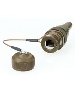 Category 6, RJ45 In-line Receptacle Zinc-Nickel finish with Grounding Shield and Dust Cap, Large OD